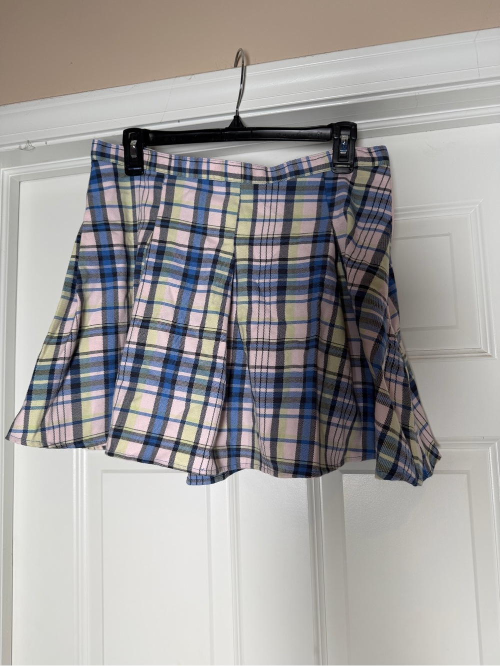 SO Pastel Plaid Circle Skirt in Blue and Pink